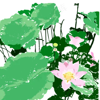 立夏荷花免扣素材