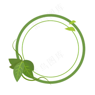 简约绿叶环绕边框