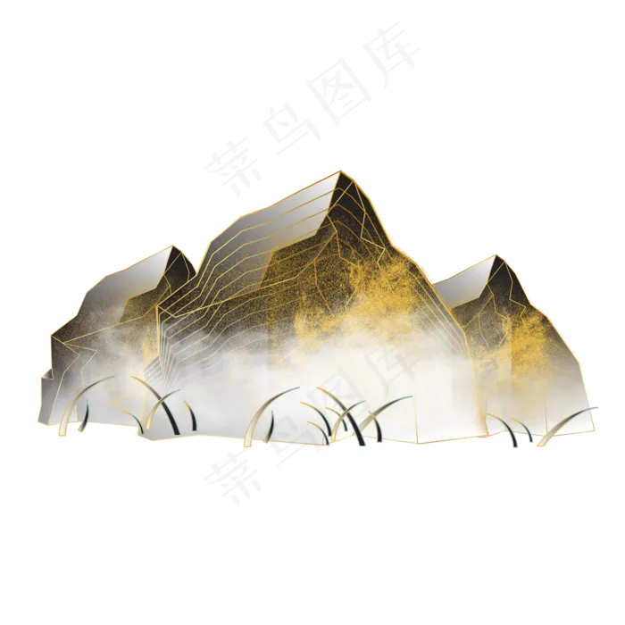 中国风描金山水
