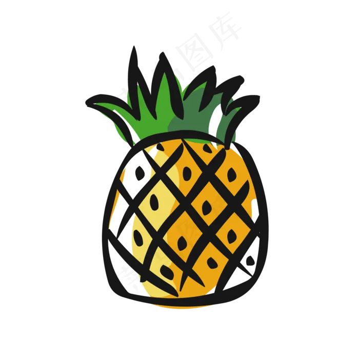 食物元素手绘可爱卡通水果菠萝ai矢量模版下载