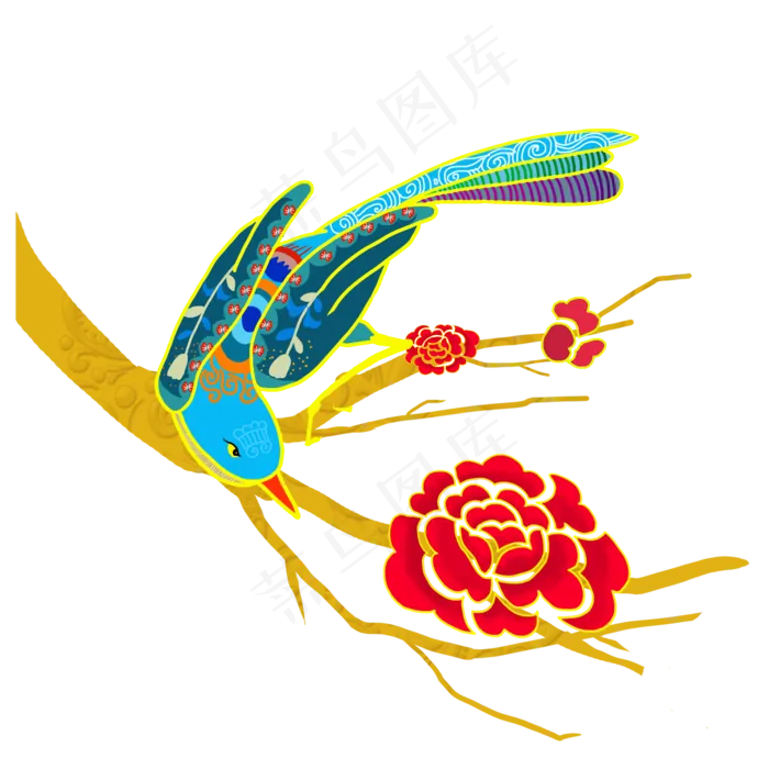 花鸟中国元素,免抠元素(2000X2000(DPI:300))psd模版下载