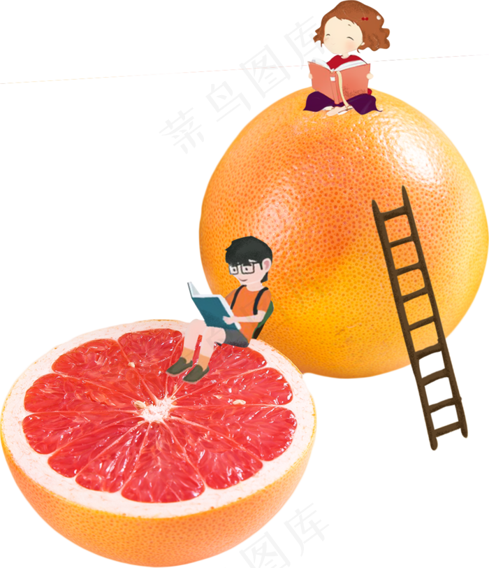 男孩女孩橙子创意合成