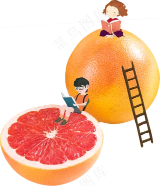 男孩女孩橙子创意合成