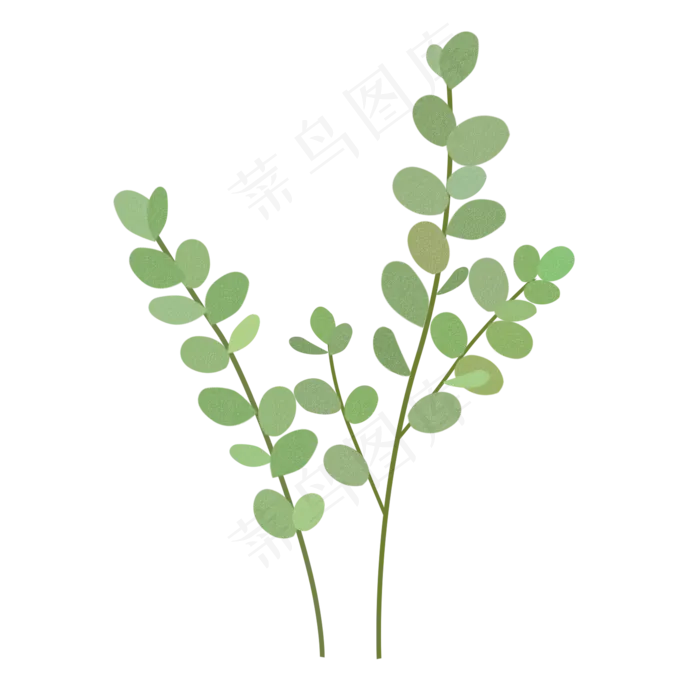 春季手绘绿植小清新树枝,免抠元素