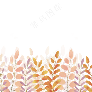 童话森林树叶手绘淡彩png免抠图