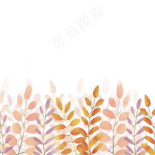 童话森林树叶手绘淡彩png免抠图