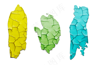 干裂油画笔触色块颜料春黄绿,免抠元素