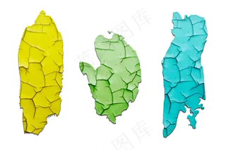 干裂油画笔触色块颜料春黄绿,免抠元素