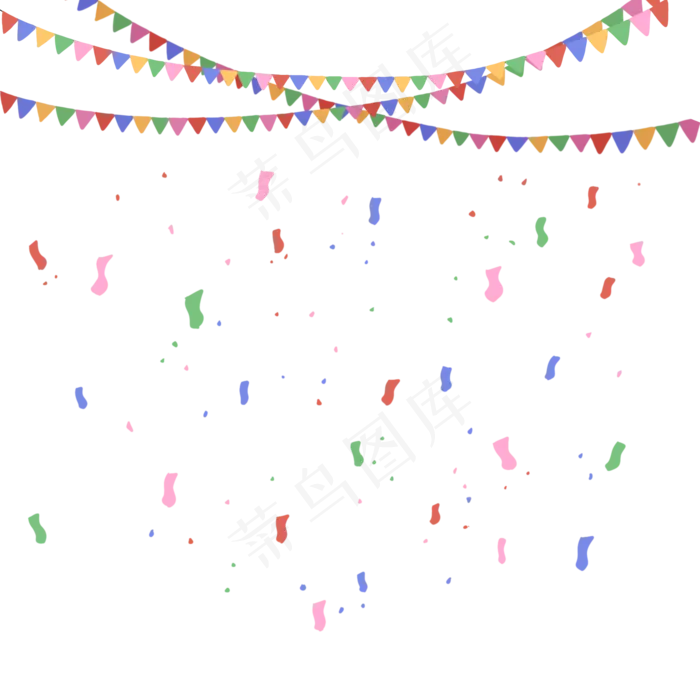 手绘欢庆节日彩带彩旗下载,免抠元素(2000*2000px 300 dpi )psd模版下载