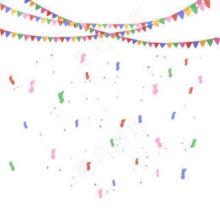 手绘欢庆节日彩带彩旗下载,免抠元素