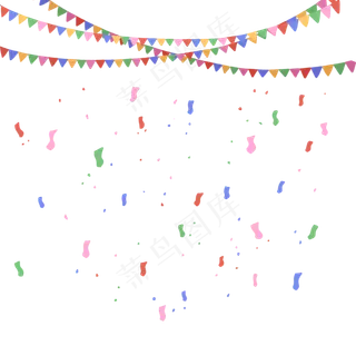 手绘欢庆节日彩带彩旗下载,免抠元素