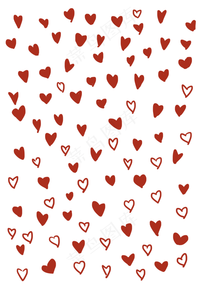 情人节免扣手绘爱心底纹,免抠元素