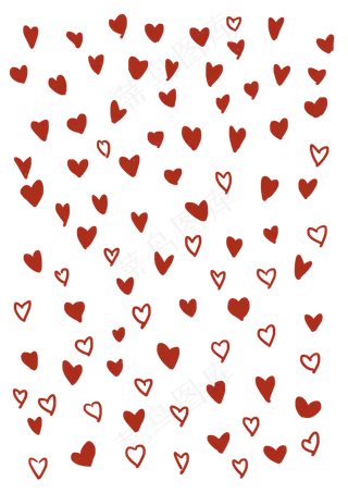 情人节免扣手绘爱心底纹,免抠元素