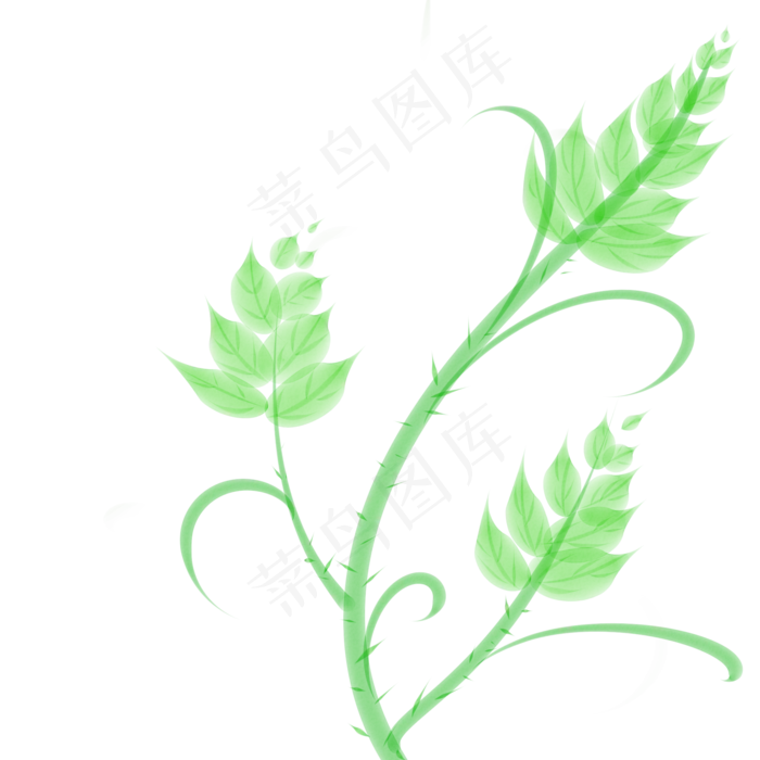 春天水彩绿色藤蔓图案(2000X2000(DPI:300))psd模版下载