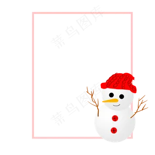 红色圣诞节雪人边框,免抠元素