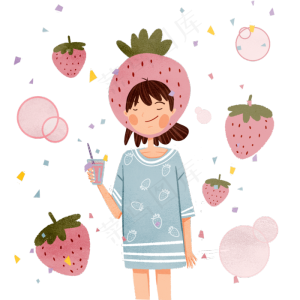 夏日可爱少女维生素草莓甜美消暑