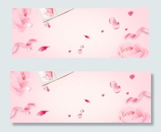 玫瑰花浪漫粉色七夕情人节banner