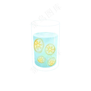 一杯加冰水的柠檬水