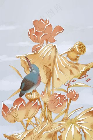 立冬大雪霜降冬至冬天冬日黄色色中国风