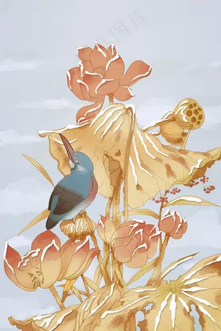 立冬大雪霜降冬至冬天冬日黄色色中国风