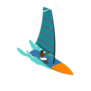 卡通帆船赛上的男人免扣素材,免抠元素