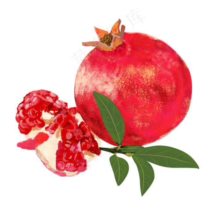 手绘水彩石榴png下载