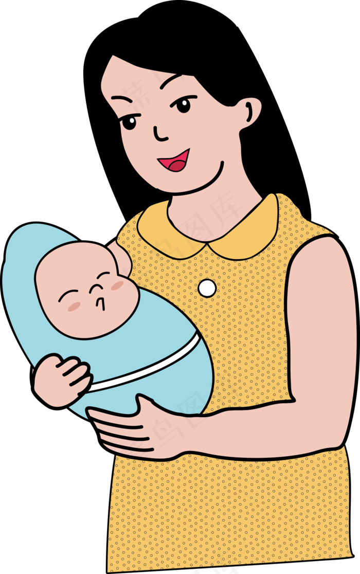 母亲节促销扁平矢量感恩母亲和婴