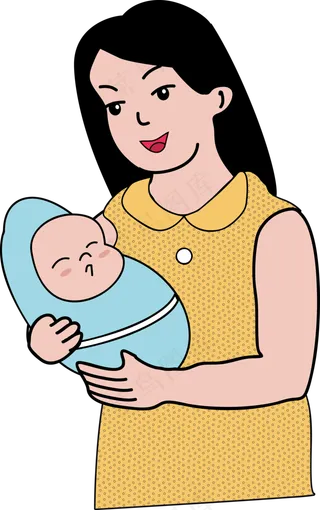 母亲节促销扁平矢量感恩母亲和婴