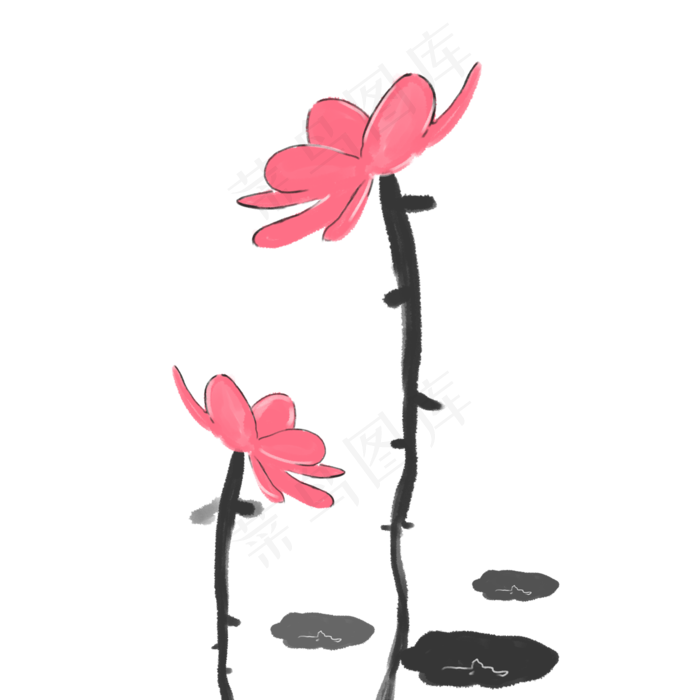 矢量中国风荷花装饰素材(2000X2000(DPI:300))psd模版下载