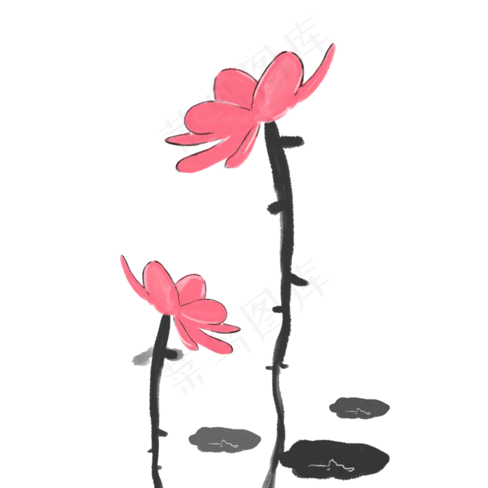 矢量中国风荷花装饰素材(2000X2000(DPI:300))psd模版下载