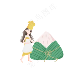 端午节的粽子和女孩