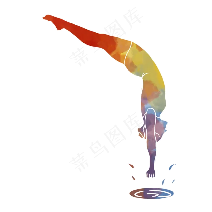水彩运动跳水运动员(2000X2000(DPI:300))psd模版下载