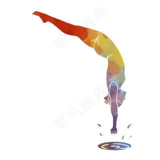 水彩运动跳水运动员