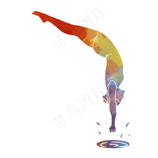 水彩运动跳水运动员