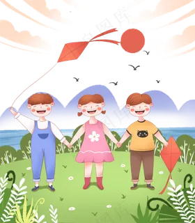 春天踏青出游的一群人,免抠元素