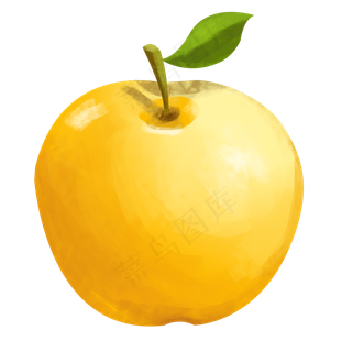 手绘卡通可爱黄色苹果