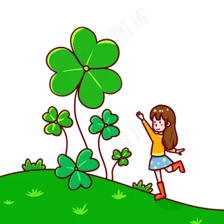 春天四叶草幸运女孩