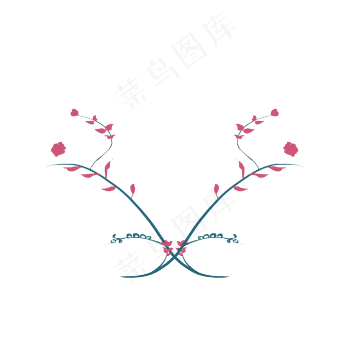 可爱花藤标题框,免抠元素