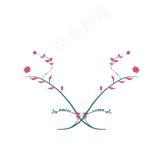 可爱花藤标题框,免抠元素