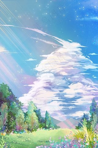 冷色系水彩风通用治愈场景