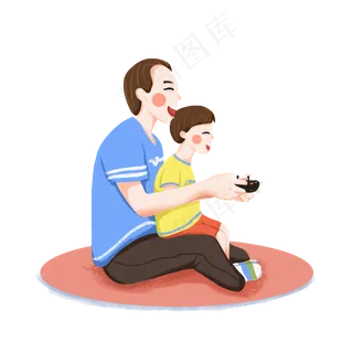 父亲陪伴儿子玩游戏