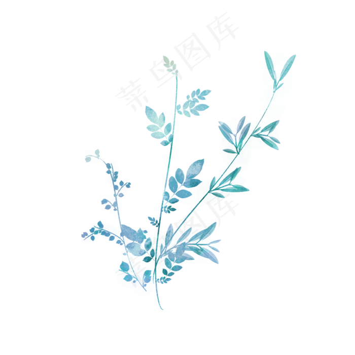 手绘水彩植物叶子图案素材(2000X2000(DPI:300))psd模版下载