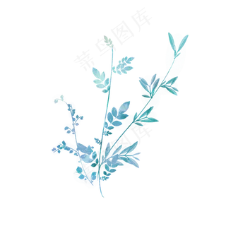 手绘水彩植物叶子图案素材