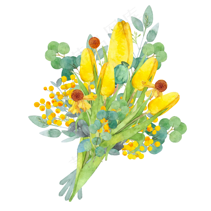 520手绘水彩装饰插图母亲节花束,免抠元素