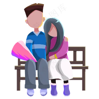 双十一情侣手绘免抠元素