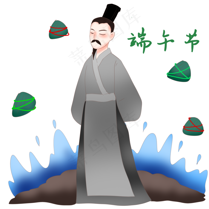古风人物和粽子(2000X2000(DPI:299))psd模版下载