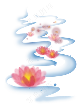中元节鬼节莲花灯和水纹,免抠元素