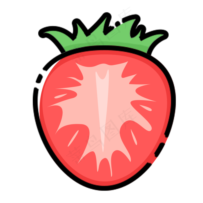 mbe风格水果果蔬草莓手绘插画psd