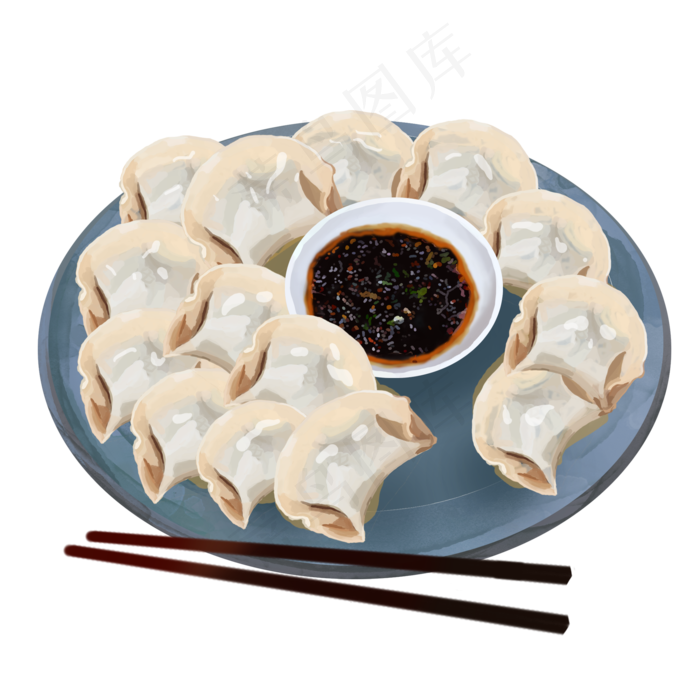 饺子美食冬天水墨素材,免抠元素
