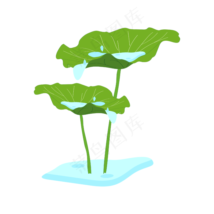 矢量免扣卡通荷叶